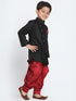 Vastramay Cotton Blend Black Baap Beta Sherwani Set